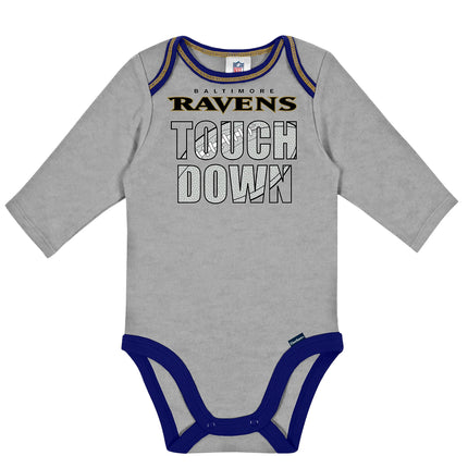Gerber NFL Baby Boys' 2 Pack Long Sleeve Bodysuit, Team Color, 6-12 Months