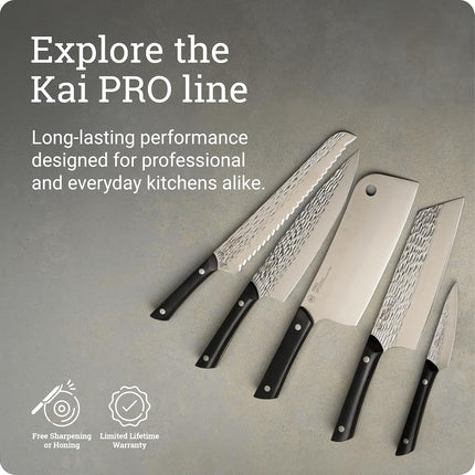 Kai PRO 3.5" Paring Knife, Hand Sharpened Vegetable & Fruit Knife, Japanese AUS6M Stainless Steel Blade, Full-Tang POM Handle, NSF Certified, Small Kitchen Tool for Peeling, Coring & Cutting