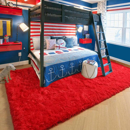Amdrebio Red Rugs - 6x9 Fuzzy Furry Livin' Room Rug, Kids' Room Christmas Decor