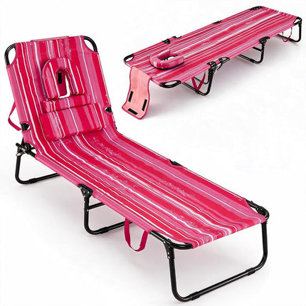 GYMAX Tanning Chair, 330lbs Beach Lounge Chair wit