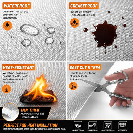 FLASLD Aluminized Heat Shield Thermal Barrier Adhesive Backed Heat Blanket 24'' X 24'', Protect Parts and Components from Damaging Radiant Heat