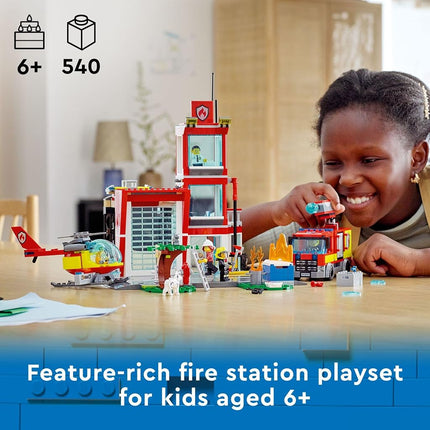 LEGO City Fire Station Set 60320 with Garage, Helicopter & Fire Engine Toys Plus Firefighter Minifigures, Emergency Vehicles Playset, Gifts for Kids Age 6 Plus
