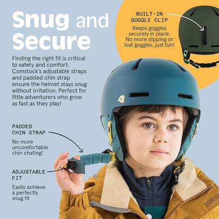 Retrospec Comstock Youth Ski & Snowboard Helmet for Kids - Durable ABS Shell, Protective EPS Foam & Cooling Vents - Adjustable Fit for Boys & Girls - Matte Forest, 48-51cm X-Small, 4798