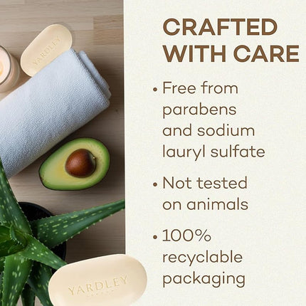 Yardley London Aloe and Avocado Naturally Moisturizing Bath Bar 4.0 oz (Pack of 12)