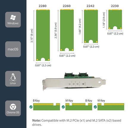 StarTech 3-Port M.2 Adapter, 1x NVMe and 2x SATA III, LEDs (PEXM2SAT32N1)