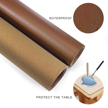 MAIDERN 120 x 40cm Cork & Leather Desk Pad, Large XXL Desk Mat, Full Desk Mouse Pad, Dual Sided Desk Pad, Desk Pad Protector for Gaming Home Office (Brown)