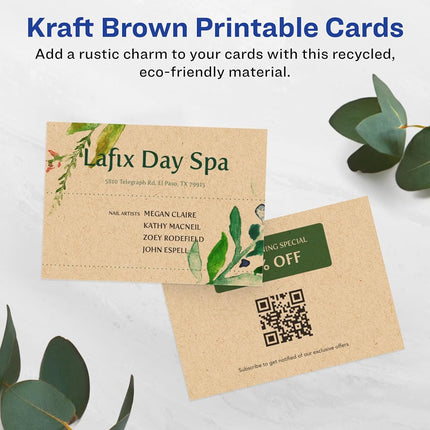 Avery Printable Rectangle Business Cards with Sure Feed Technology, 2.5" x 3.5", Kraft Brown Cardstock, Print-to-the-Edge, Laser/Inkjet Cards, 60 Total