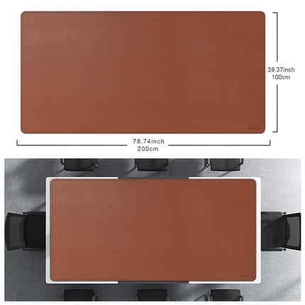 CENNBIE Leather Desk Mat, 200 x 100cm Extra Large Desk Pad Blotter Protector, Extended Non-Slip Table Pad, Waterproof PU Leather Desk Mat on top of desks Large for Office and Home (Brown)