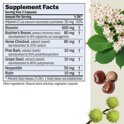 Andrew Lessman Soporte para la Circulación de las Venas para Piernas Saludables, 30 Cápsulas - Diosmina de Alta Bioactividad, Antioxidantes Naturales, Rusco Reduce Visiblemente la Hinchazón y la Molestia en Pies, Tobillos, Pantorrillas y Piernas