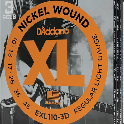 D'Addario XL Nickel EXL110-3D Electric Guitar Stri