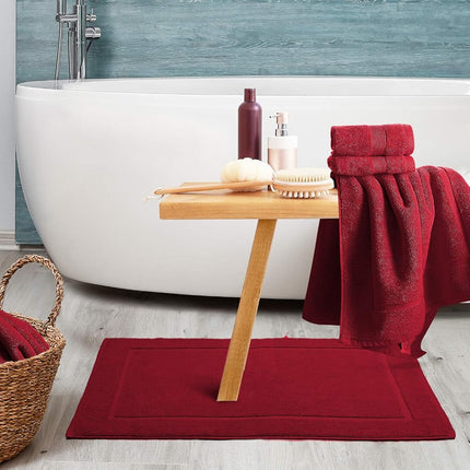 Hearth & Harbor 100% Ring Spun Cotton Bath Mat Towels - Luxury Towels - Ultra Soft & Highly Absorbent, Bathroom Towels, Floor Mat - Red