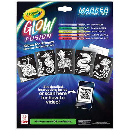 Crayola Glow Fusion - Deep Sea Critters (12pcs), Glow in The Dark Markers, Sea Creature Coloring Pages, Gift for Boys & Girls, Ages 8+