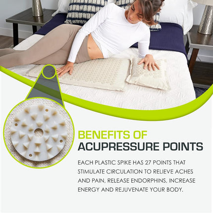 ProsourceFit Ki Acupressure Mat and Pillow Set with 100% Natural Linen for Back/Neck Pain Relief and Muscle Relaxation, Sand Dunes