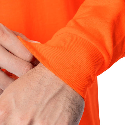 Fruit of the Loom Mens Eversoft Cotton Long Sleeve T Shirts, Breathable & Moisture Wicking with Odor Control, Long Sleeve - Safety Orange, XXXXL
