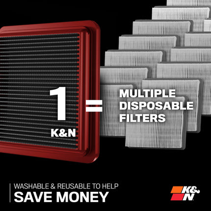 K&N Dryflow Lifetime Engine Air Filter: High Performance, Dry Synthetic, Washable, Premium, Replacement Filter: Compatible with 2018-2021 Jeep Wrangler JL and Gladiator, SA-5076
