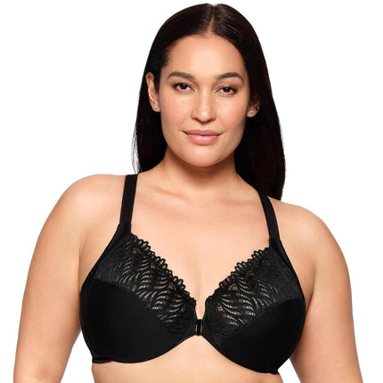 Glamorise Front-Closure T-Back Wonderwire Underwire Bra 1246 (Women's & Women's Plus) Black