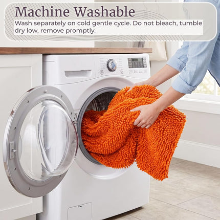 Tapis de bain shaggy en mousse à mémoire de forme Bedford Home, 60 x 150 cm, orange