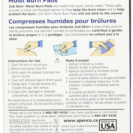 Spenco 2nd Skin Moist Burn Pads, Medium (2 x 3 Inches), 4-Count