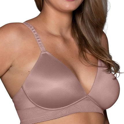 Vanity Fair Women's Effortless Wireless Bra, Buttery Soft Fabric & Lightweight Memory Foam Cups Up to Dd, Opaque, Baked Blush Lace, 36B