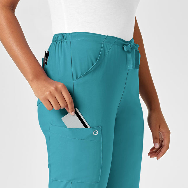 WonderWink 5255PXTEAL3PX W123 Women's Drawstring Pant, Teal Blue, Petite Extended-3X Size