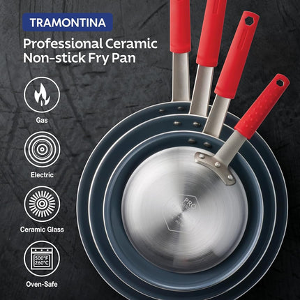 Tramontina 12 Inch Large Professional Non Stick Ceramic Frying Pan, Thick Aluminum Frying Pan with Non Stick Coating PFAS/PFOA Free, Dishwasher and Oven Safe,