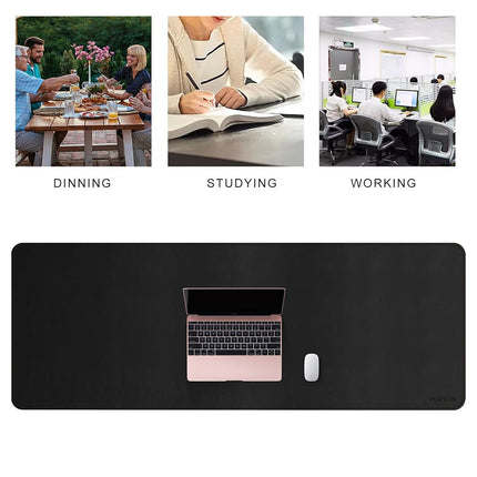 MAIDERN 130 x 50cm Desk Pad, Large Desk Mat, Cork & Leather Large Mouse pad for Desk, Waterproof Computer Desk Pad for Gaming Home Office (Black)