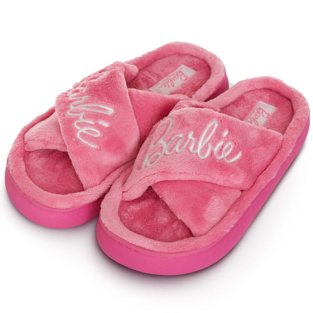 Barbie Extra Cozy Fuzzy House Slippers Slip On Wom