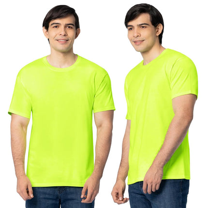 Camisetas de algodón Eversoft para hombre Fruit of The Loom, transpirables y que absorben la humedad con control de olores, tallas S-4x, paquete de 2 unidades en verde seguridad, 3XL
