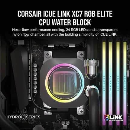 Corsair iCUE LINK XC7 RGB ELITE CPU Water Block - Transparent Flow Chamber - 24 RGB LEDs - Fits Intel® LGA 1700, AMD® AM5 and older - Stealth Grey