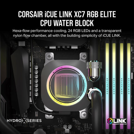 Corsair iCUE LINK XC7 RGB ELITE CPU Water Block - Transparent Flow Chamber - 24 RGB LEDs - Fits Intel® LGA 1700, AMD® AM5 and older - Stealth Grey