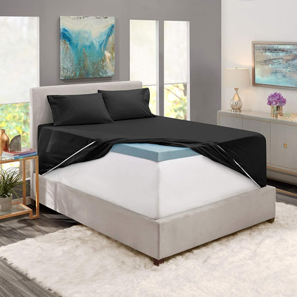Nestl Extra Deep Pocket Sheets - Fits Mattress 18-24 Inches Deep, Extra Deep Pocket King Size Sheets Sets, 4 Piece King Size Sheets, King Sheets Deep Pocket, Black Sheets