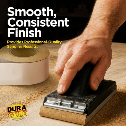 Dura-Gold - Premium - 100 Grit Gold - Longboard Continuous Roll 20 Yards Long by 2-3/4" Wide PSA Self Adhesive Stickyback Longboard Sandpaper for Automotive and Woodworking