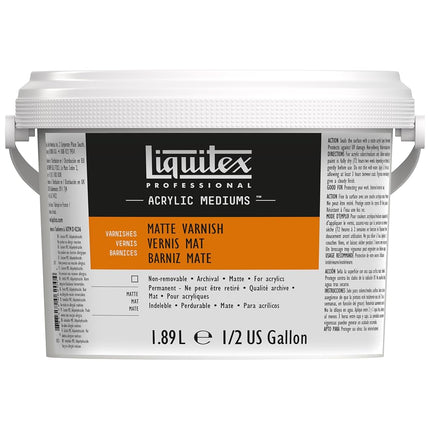 Liquitex 5347 Vernis mat professionnel pour peintures acryliques - Séchage semi-mat, ne jaunit pas, résistant au vieillissement, séchage rapide, qualité archive - Bouteille de 6 gallons, incolore