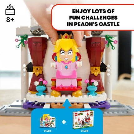 LEGO Super Mario Château de Peach Ensemble d'extension 71408, jouet de jeu à construire, cadeaux pour enfants de 8 ans et plus avec bloc de temps plus figurines de Bowser et Toadette, à combiner avec le pack de démarrage
