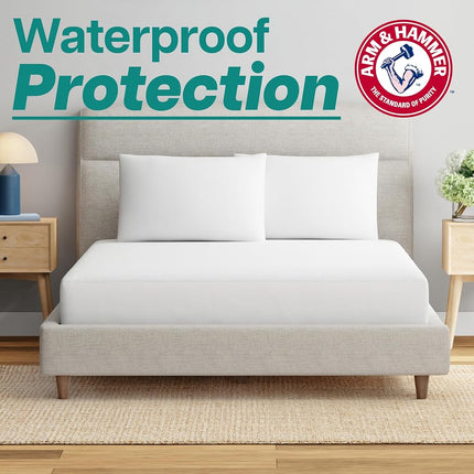 Protector de colchón Arm & Hammer de felpa suave, impermeable, blanco, tamaño Queen
