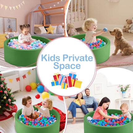 Aunekiv Baby Ball Pit, Round Soft Foam Ball Pit for Toddlers, Indoor Outdoor Small Kids Ball Pool, 90x30cm, Balls Not Included, Green