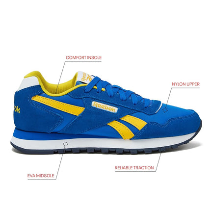 Reebok Unisex's Glide Sneaker, Optimum Blue/Golden Haze/White, 3.5 UK