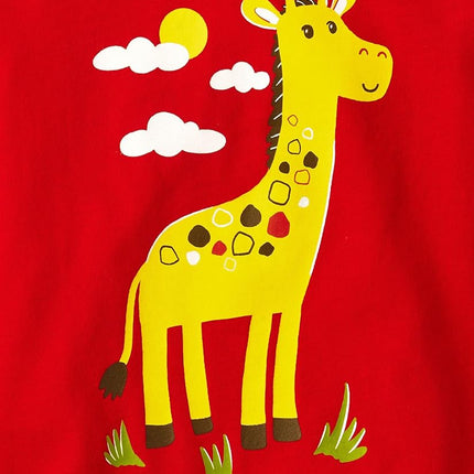 The Children's Place Baby and Toddler Boys' Animal Short Sleeve Graphic T-Shirts, Multipack, Tiger/Giraffe/Monkey/Shark, 5T