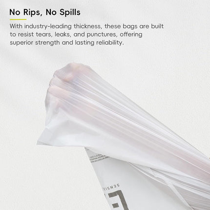 EKO 10.6 Gallon / 35–40 Liter Drawstring Trash Bags, 110 Count Heavy-Duty Tall Kitchen Garbage Can Liners, Extra-Strong Leak-Resistant, Unscented, White, Code M