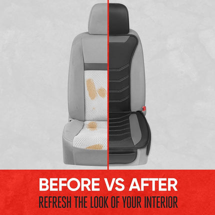 Motor Trend LuxeFit Gray Seat Covers for Cars Trucks Van SUV (2 Pack), Premium Faux Leather, Easy to Install Automotive Seat Covers with Storage Pockets, Fits Most Vehicles