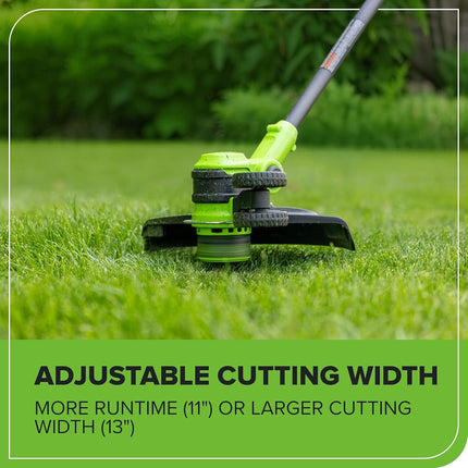 Greenworks 24V 13" Brushless Cordless String Trimmer/Edger (Includes 20 Blades), 4.0Ah Battery and Charger Included