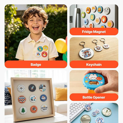VEVOR Button Maker Machine, 1/1.25/2.28 inch(25/32/58mm) 3-in-1 Pin Maker, Installation-Free Badge Punch Press Kit, Button Making Supplies with 300pcs Button Parts, Circle Cutter, Magic Book