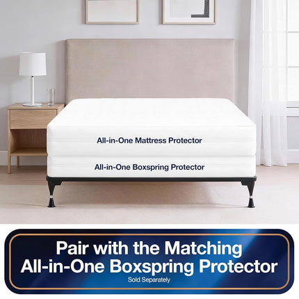 Bed Bug Blocker All-in-One Quiet Water Resistant Zip-Up Mattress Protector to Help Protect Against Irritants, Queen, White (FRE146XXWHIT03)
