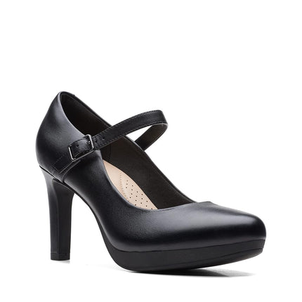 Clarks Women's Ambyr Joy Pump, Black Leather, 9 Wide