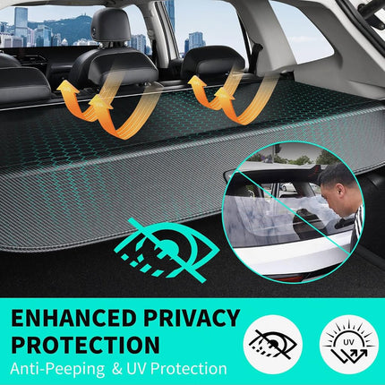 Cargo Cover for Rogue Xtrail Accessories 2024 2023 2022 2021, Anti-Peeping Retractable Car Trunk Cover Security Shade Privacy Screen with Carbon Fiber Texture for Rogue X-Trail 2021-2024