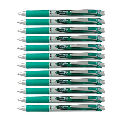 Bolígrafo de Tinta de Gel Pentel EnerGel Deluxe RTX, Punta Metálica de 0.7 Milímetros, Tinta Verde, 1 Unidad (BL77-D)