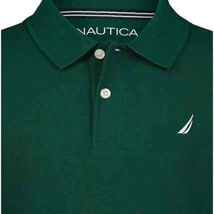 Nautica Polo para Niño de Manga Corta con Ancla, Evergreen, 10-12