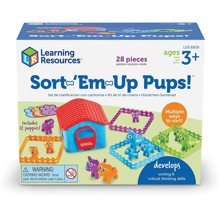 Learning Resources Sort-'Em-Up Pups, Preschool Sorting Set, Sort by Height, Weight, Colour, Number & Ear Pattern, Ages 3+