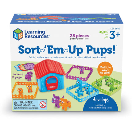 Learning Resources Sort-'Em-Up Pups, Preschool Sorting Set, Sort by Height, Weight, Colour, Number & Ear Pattern, Ages 3+