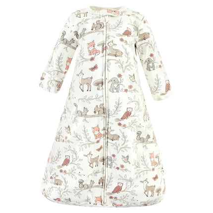 Hudson Baby BabyCotton Long-Sleeve Wearable Sleeping Bag, Sack, Blanket, Girl Woodland Pals Long Sleeve, 12-18 Months